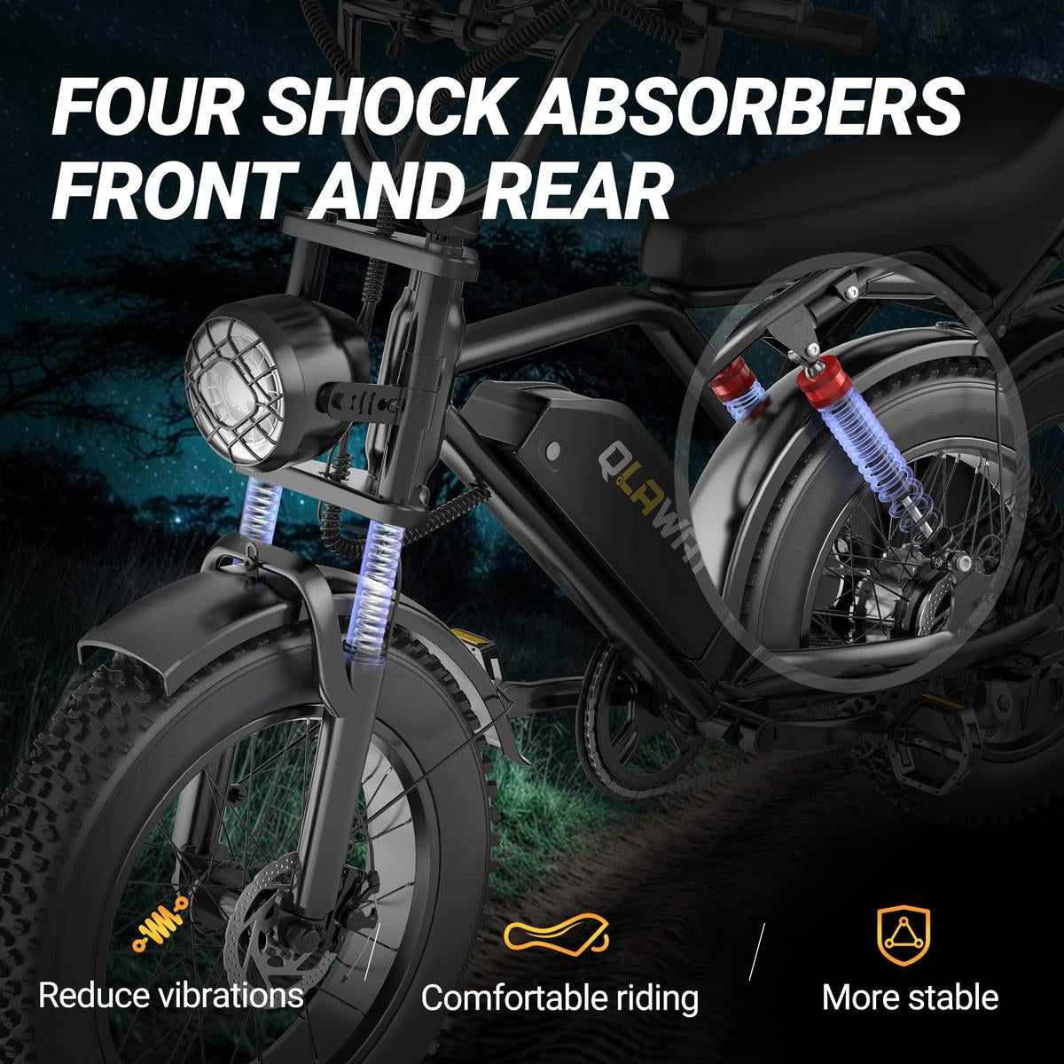 su8 Vélo électrique | 1500 W | Vitesse max. 50 km/h | Autonomie 64-113 km 48 V 18 Ah