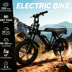 V8 Max | 250W | 48V 15Ah|50-60 Miles | 45° Climb|5-6h Charge|20*4.0