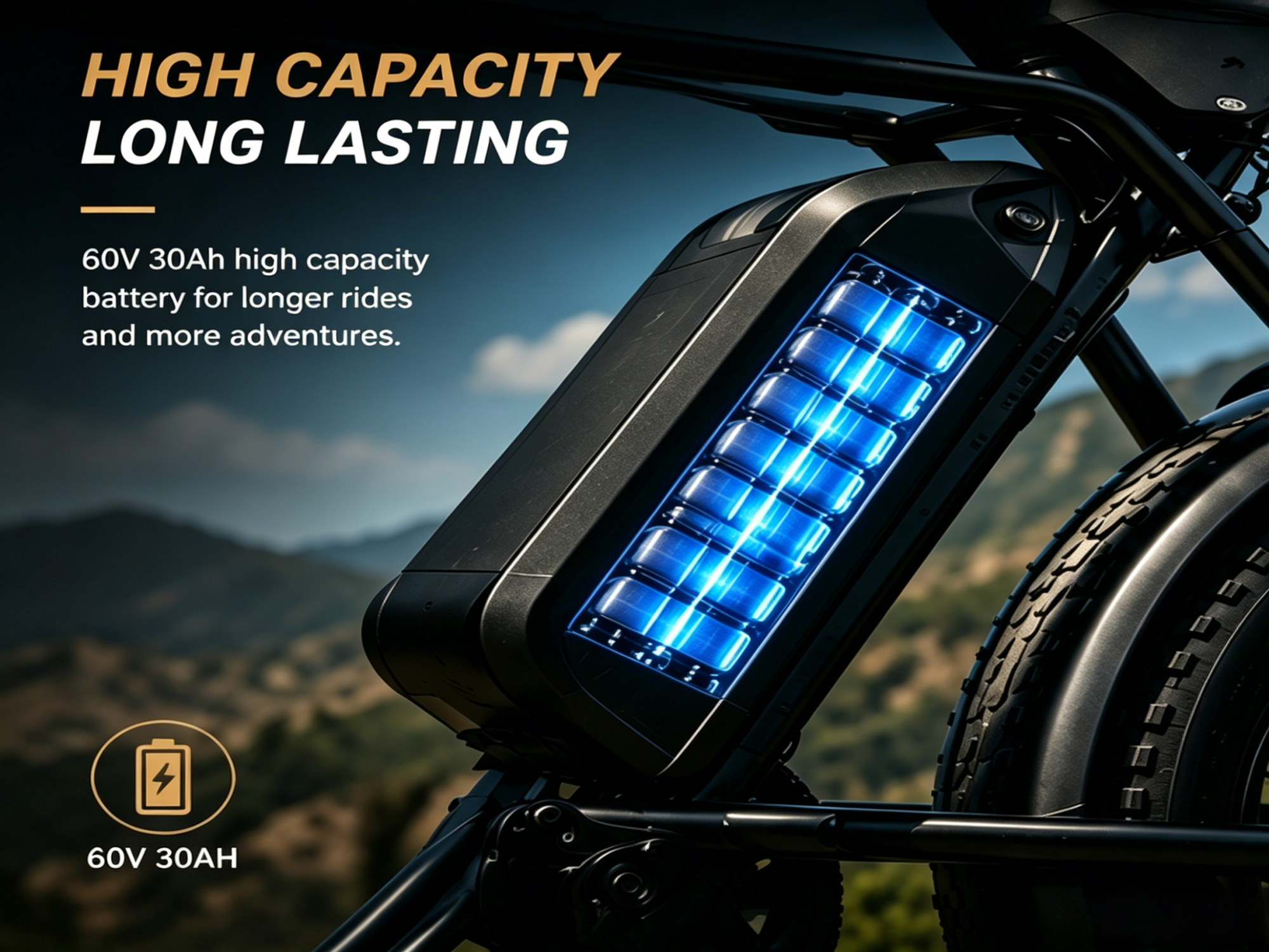 T8 Dual-drive Battery 60V 30AH, Continuous Endurance