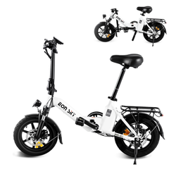 E14 white/black | 36V 10.4Ah | 25-35KM | 14*2.5 inch | 20.8KG | Front and rear disc brakes | Front shock absorber