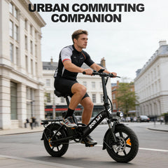 E14 white/black | 36V 10.4Ah | 25-35KM | 14*2.5 inch | 20.8KG | Front and rear disc brakes | Front shock absorber