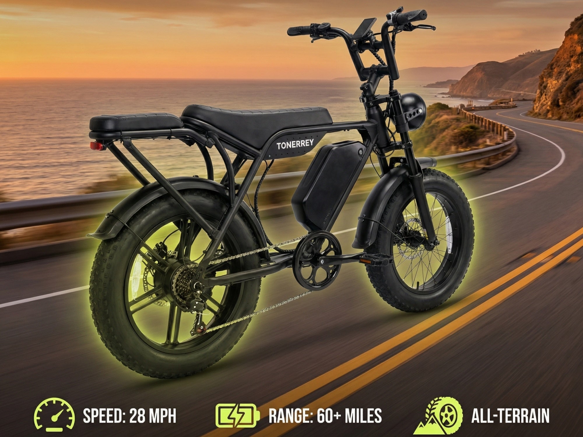 Vélo électrique à pneus larges TONNERREY T8 1500W | Cruiser performant 45 km/h